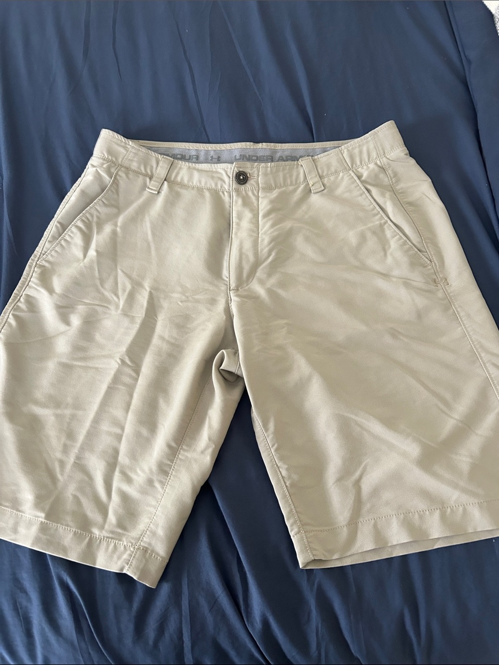 Under Armour Men’s Light Khaki Flat-Front Performance Shorts